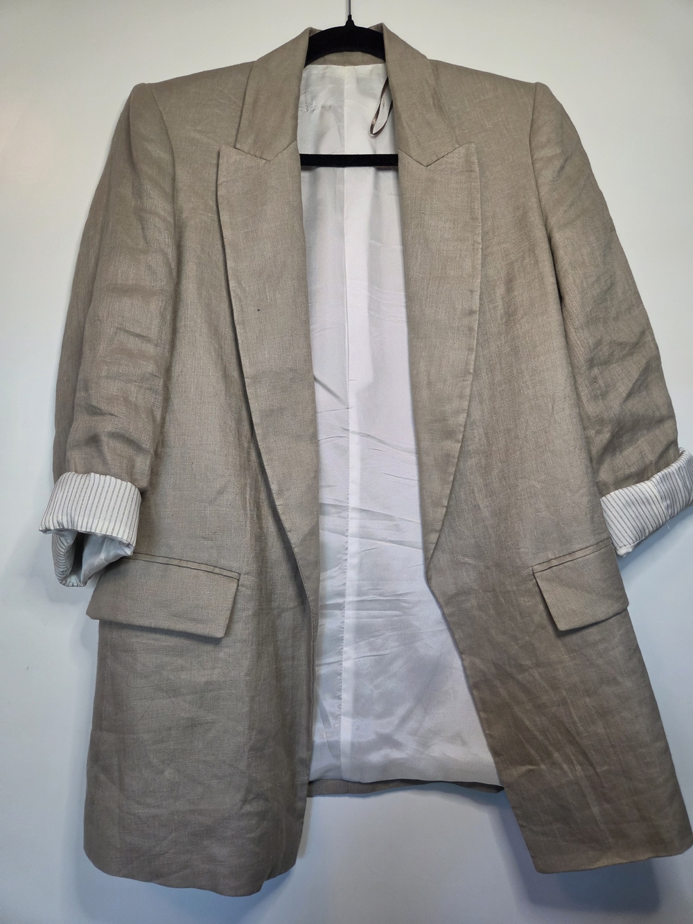Zara Beige Linen-Blend Womens Blazer